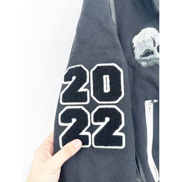 AMIRI Wes Lang Varsity Jacket Bomber Leather Skulls Size 46 NO COLLAR - Picture 2 of 13